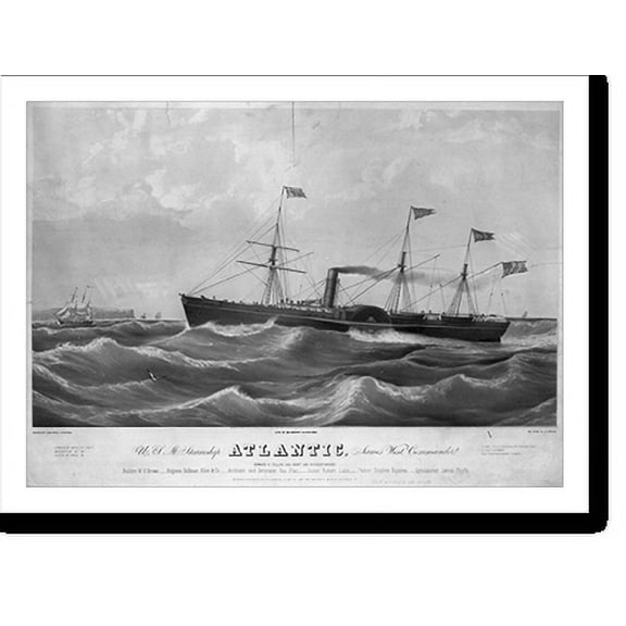 Historic Print, U.S.M. Steamship Atlantic, James West, Commander, 18" x 24"