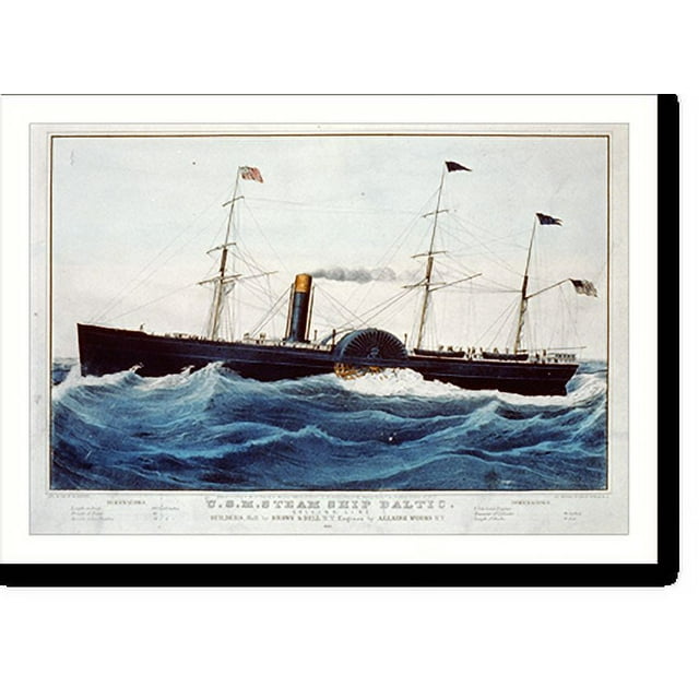 Historic Print, U.S.M. mail steam ship Baltic Collins line builders