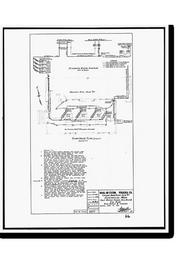 Historic Print, U.S. Naval Air Station, Power Plant, 328 South Avenue, Pensacola, Escambia County, FL - 20, 16" x 20"