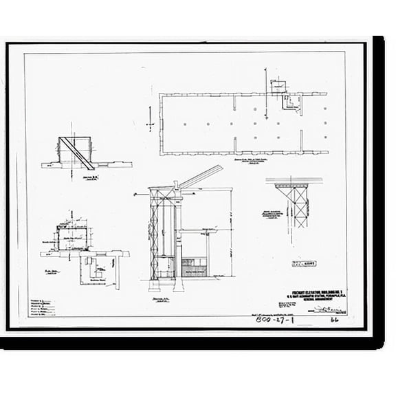 Historic Print, U.S. Naval Air Station, Ship Carpenter's Workshop, 368 South Avenue, Pensacola, Escambia County, FL - 2, 16" x 20"