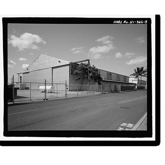 Historic Print, U.S. Naval Base, Pearl Harbor, Army Hangar, Wasp Boulevard at north intersection with Ranger Loop, Pearl City, Honolulu County, HI - 3, 18" x 24"