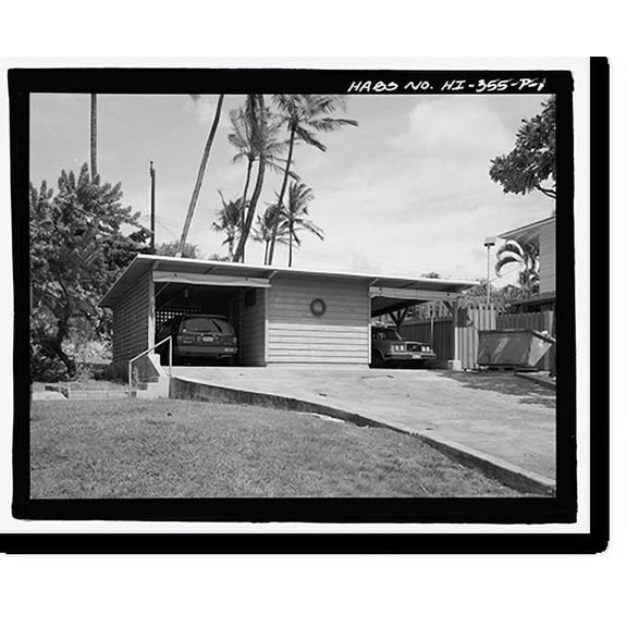 Historic Print, U.S. Naval Base, Pearl Harbor, Naval Housing Area Makalapa, Carport Type with Central Storage Rooms, Various locations throughout housing area, Pearl City, Honolulu Coun…16" x 20"