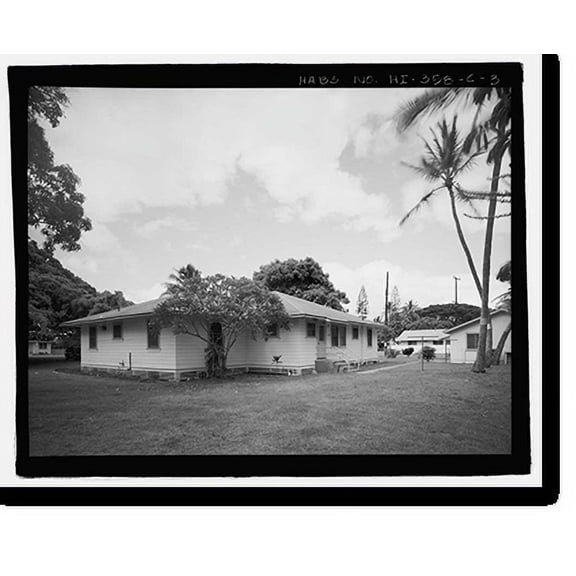 Historic Print, U.S. Naval Base, Pearl Harbor, Naval Housing Area Pearl City Peninsula, House & Garage, 346 Laniwai Avenue, Pearl City, Honolulu County, HI - 3, 18" x 24"