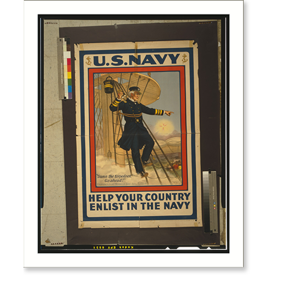 Historic Print, U.S. Navy. Help your country. Enlist in the Navy.From a sketch by H.A. Ogden., 16" x 20"