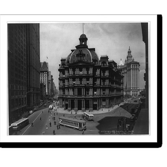 Historic Print, U.S. Post Office Bldg., Broadway & Park Row, New York City, 16" x 20"
