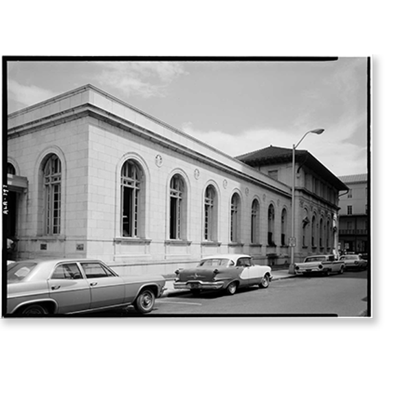 Historic Print, U. S. Post Office Building, Saint Joseph & Saint Michael Streets, Mobile, Mobile County, AL - 2, 18" x 24"
