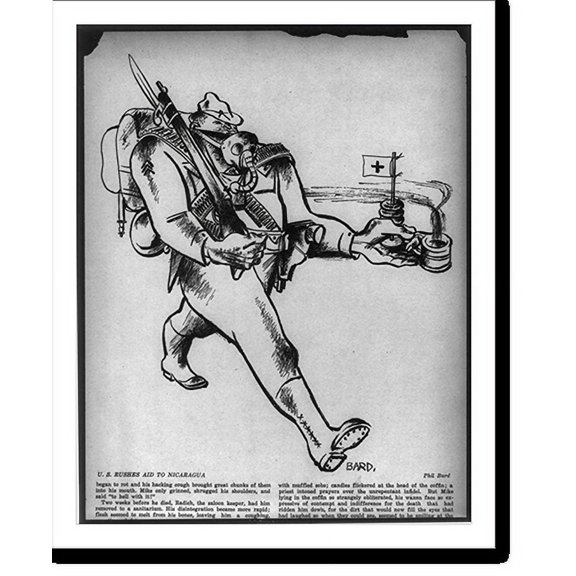 Historic Print, U.S. Rushes Aid to Nicaragua, 16" x 20"