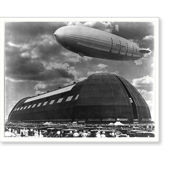 Historic Print, U.S.S. Akron (navy), at Goodyear Zeppelin Dock, Akron, Ohio, 18" x 24"