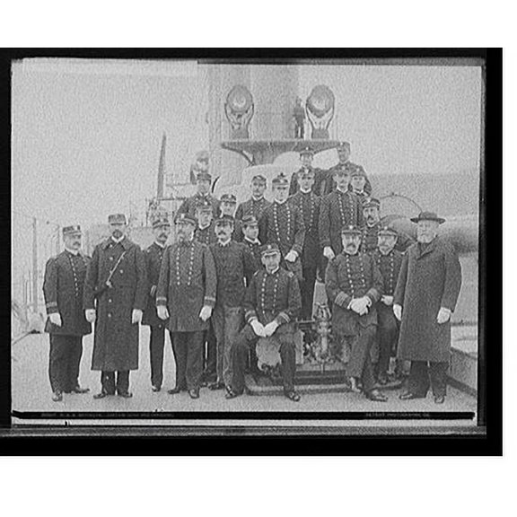 Historic Print, U.S.S. Brooklyn, Captain Cook and officers, 16" x 20"