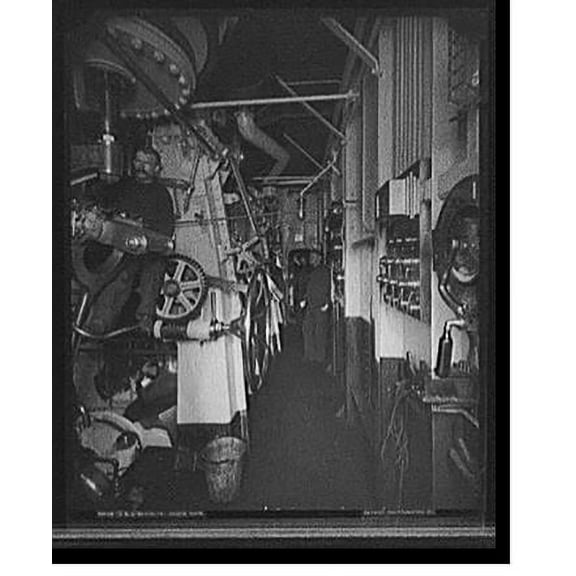 Historic Print, U.S.S. Brooklyn engine room, 18" x 24"