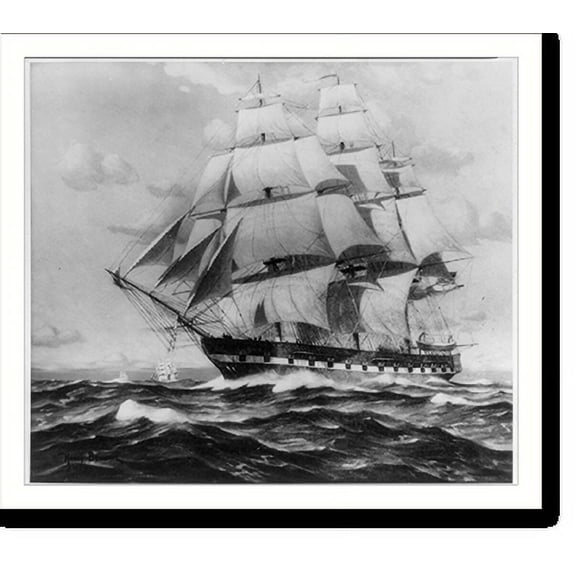 Historic Print, [U.S.S. Constitution - artists' conceptions: port, full sail], 16" x 20"