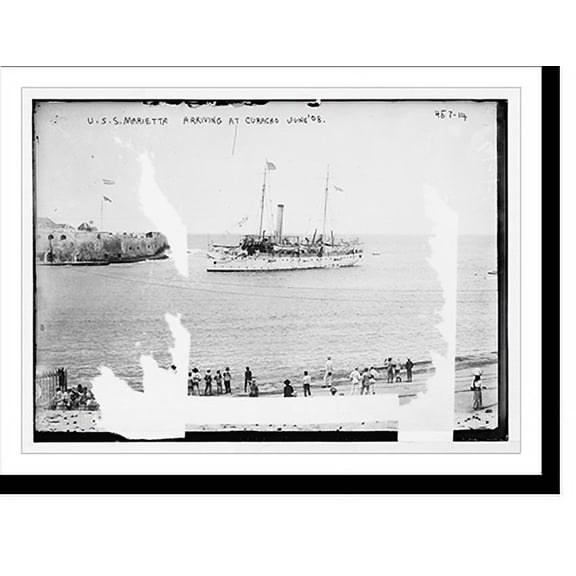 Historic Print, U.S.S. Marietta arriving at Curacao, 18" x 24"