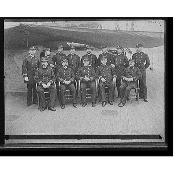 Historic Print, U.S.S. Miantonomoh, Capt. Montgomery Sicard and officers, 16" x 20"