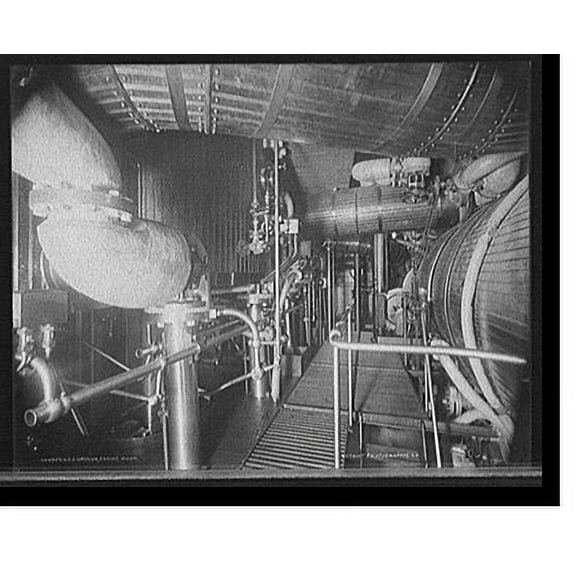 Historic Print, U.S.S. Oregon, engine room, 18" x 24"
