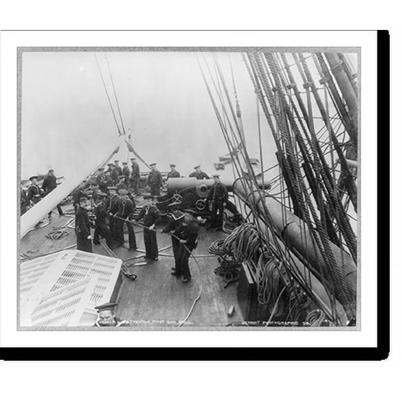 Historic Print, U.S.S. TRENTON, pivot gun drill, 16" x 20"