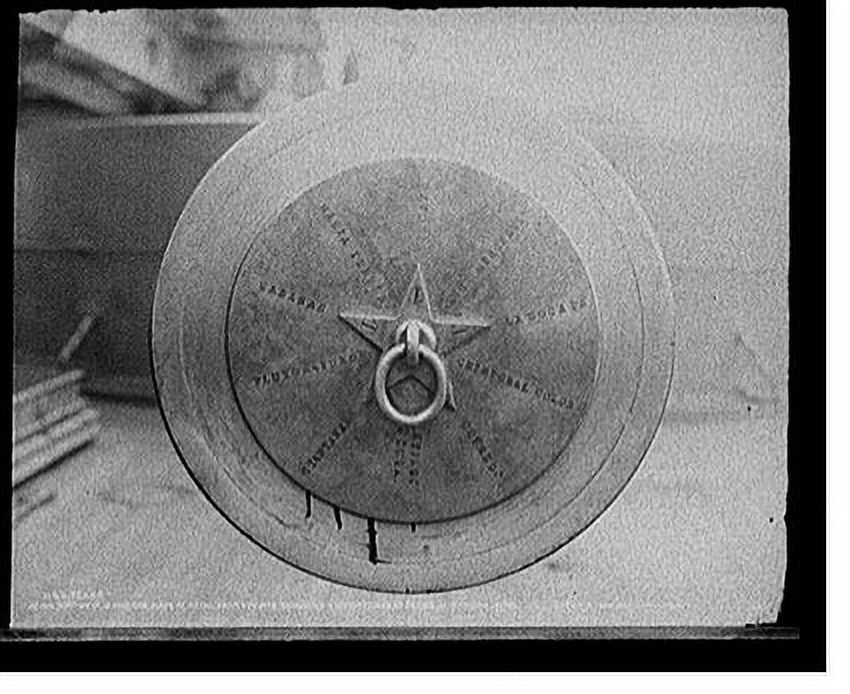 Historic Print, U.S.S. Texas, tompion of 12inch gun made of metal from