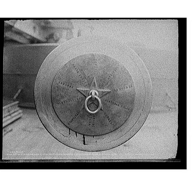 Historic Print, U.S.S. Texas, tompion of 12inch gun made of metal from Vizcaya, recording