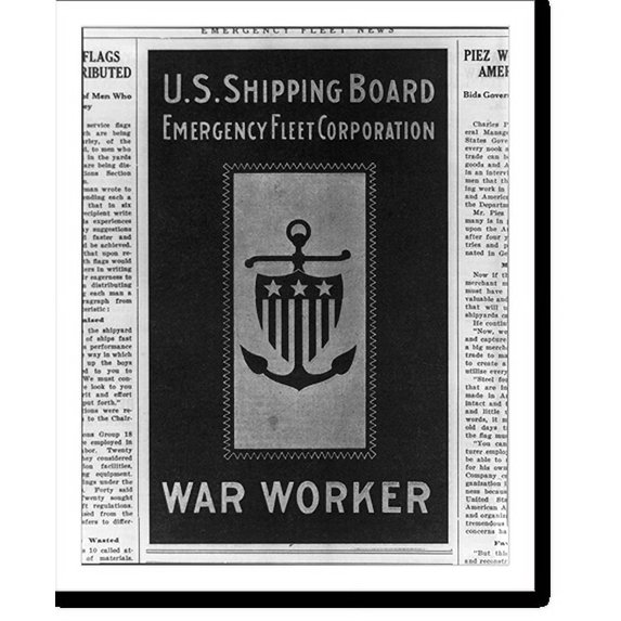 Historic Print, U.S. Shipping Board Emergency Fleet Corporation; War Worker, 18" x 24"
