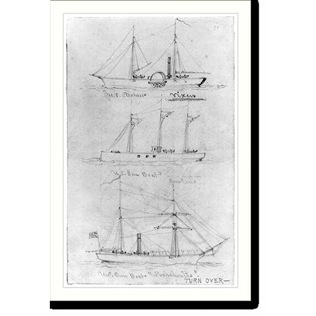 Historic Print, U.S. Steamer Vixen, U.S. Gun Boat Curlew, [and] U.S