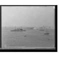 Historic Print, U.S. battleships saluting the Mayflower, Hampton Roads
