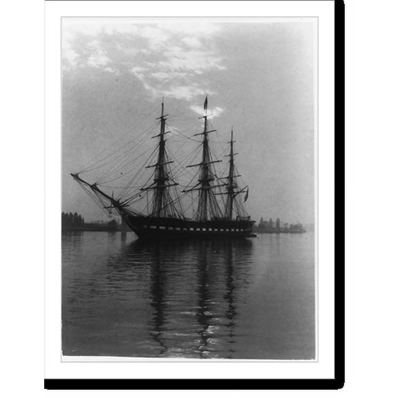 Historic Print, The U.S. frigate Constitution at anchor in the Potomac River off the Washington Navy Yard on Nov. 11, 1931. The President was on board when the picture was taken, 16" x 20"
