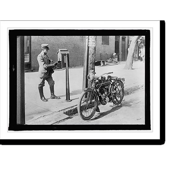 Historic Print, U.S. mailman & motorcycle, 18" x 24"