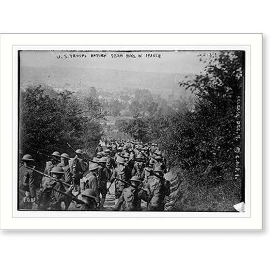 Historic Print, U.S. troops return from hike in Fr., 16" x 20"