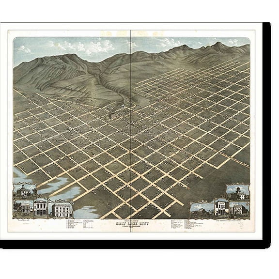 Historic Print, UT Salt Lake City 1870 MAP, 18" x 24"