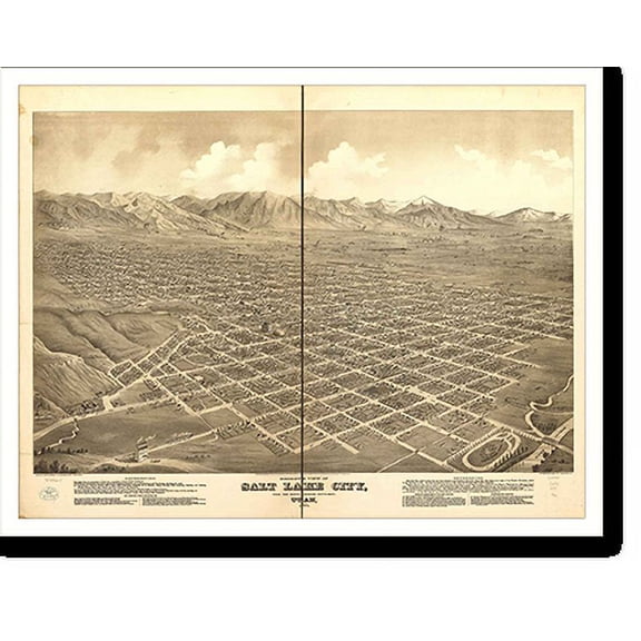 Historic Print, UT Salt Lake City 1875 MAP, 18" x 24"