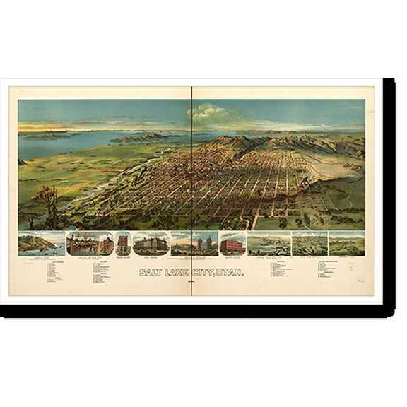 Historic Print, UT Salt Lake City 1891 MAP, 18" x 24"