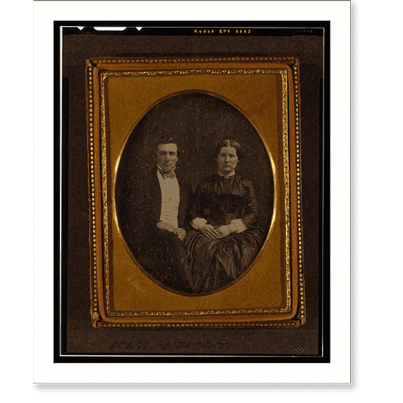 Historic Print, [Unidentified man and woman, three-quarters length portrait, seated], 16" x 20"