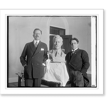 Historic Print, [Unidentified men with bust], 16" x 20"