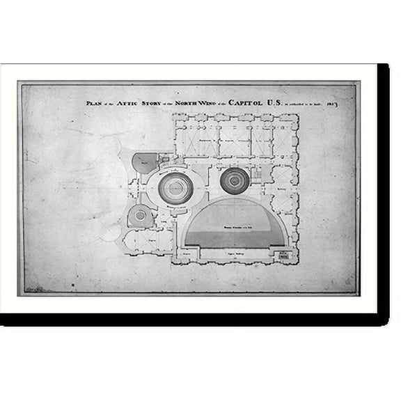 Historic Print, [United States Capitol, Washington, D.C. Attic floor plan, north wing], 16" x 20"