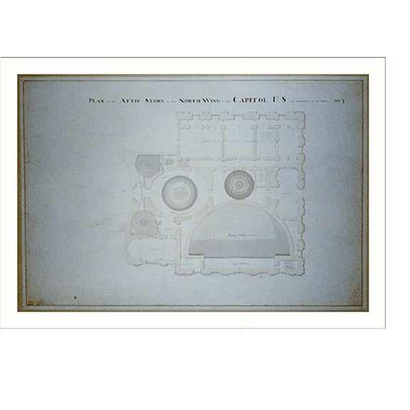 Historic Print, [United States Capitol, Washington, D.C. Attic floor plan, north wing] - 2, 16" x 20"
