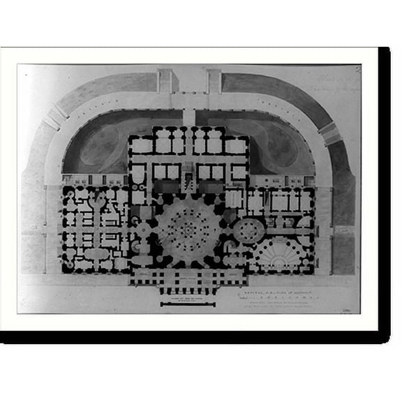 Historic Print, [United States Capitol, Washington, D.C. Basement floor plan], 18" x 24"