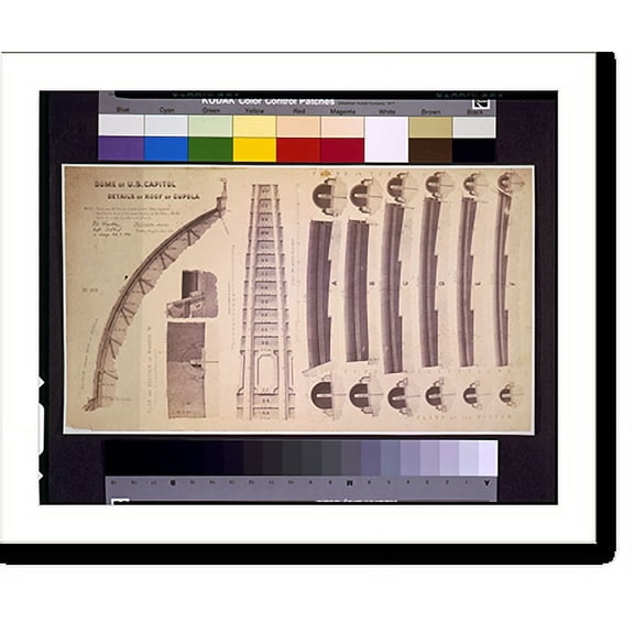 Historic Print, [United States Capitol (Washington, D.C.). Dome. Cupola roof. Plan, elevations, sections, and details].W.B. Franklin, Capt. top engs. ; Tho. U. Walter, architect., 16" x 20"