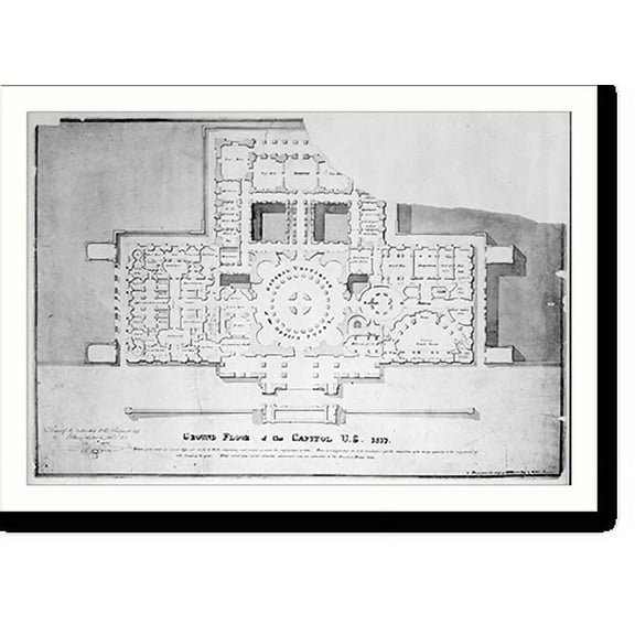 Historic Print, [United States Capitol, Washington, D.C. Floor plan, Supreme Court, vestibule - Judiciary], 18" x 24"