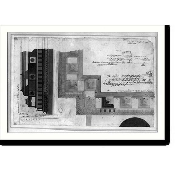 Historic Print, [United States Capitol, Washington, D.C. Hall of Representatives - cornice, ceiling plan], 16" x 20"