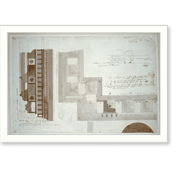 Historic Print, [United States Capitol, Washington, D.C. Hall of Representatives - cornice, ceiling plan] - 2, 16" x 20"