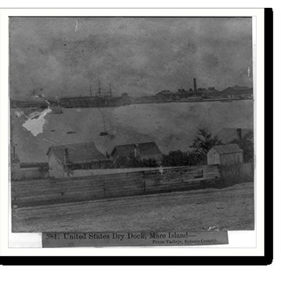 Historic Print, United States Dry Dock, Mare Island. from Vallejo, Solano County, 16" x 20"