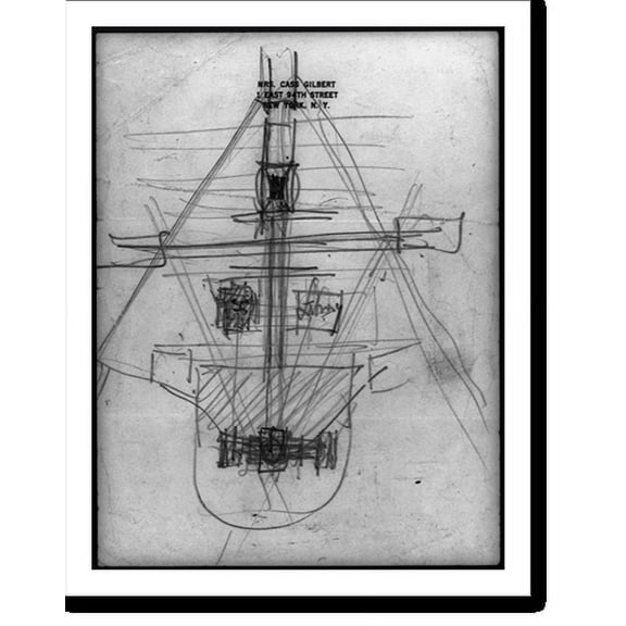 Historic Print, [United States Supreme Court, Washington, D.C. Study sketch elevations and plans], 16" x 20"