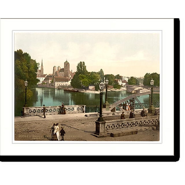 Historic Print, University Bridge with Cathedral Sandkirche and Church