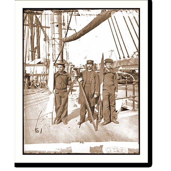 Historic Print, Unknown location. Signalmen of Rear Admiral John A. Dahlgrens flagship receiving a, 18" x 24"