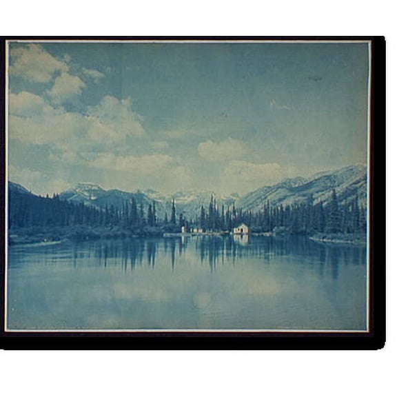 Historic Print, Up Bow River from bridge at Banff, Alberta, 16" x 20"