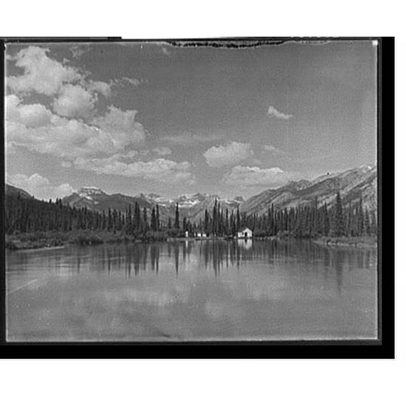 Historic Print, Up Bow River from bridge at Banff, Alberta, Canada - 2, 16" x 20"
