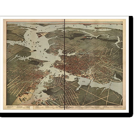 Historic Print, VA Norfolk 1891 MAP, 16" x 20"