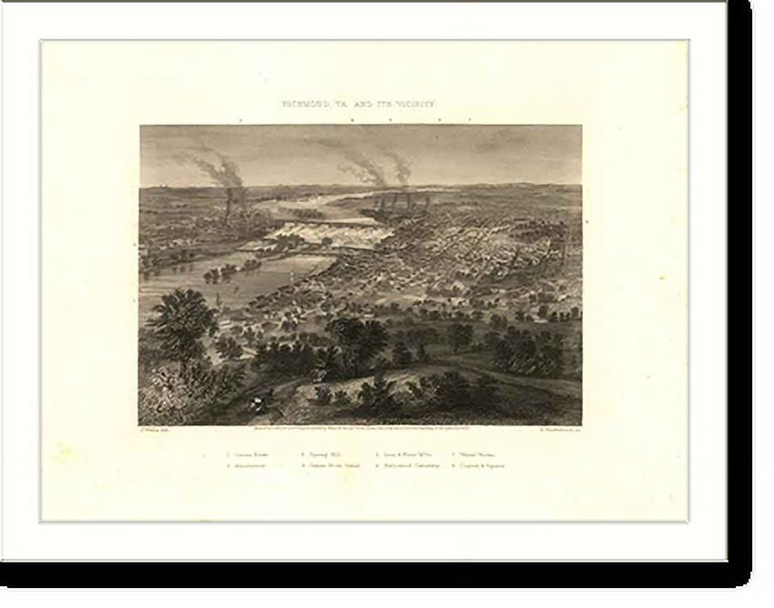 Historic Print, VA Richmond 1863 MAP, 16" x 20"