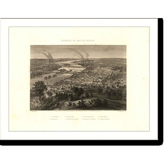 Historic Print, VA Richmond 1863 MAP, 18" x 24"