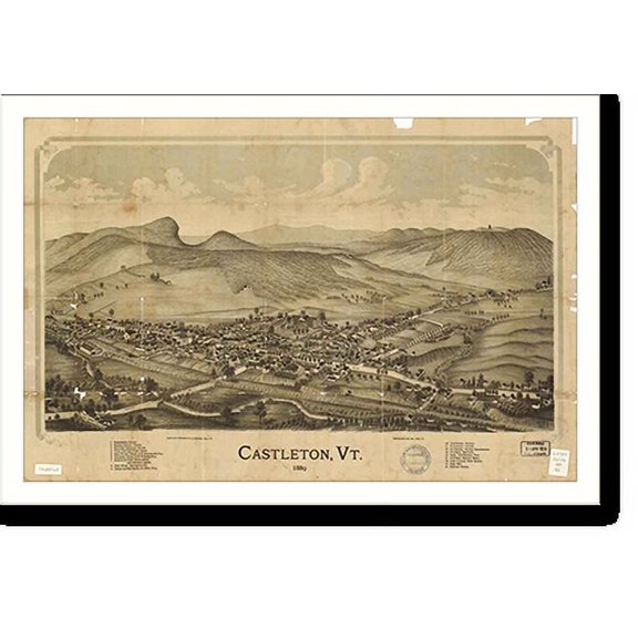 Historic Print, VT Castleton 1889 MAP, 16" x 20"