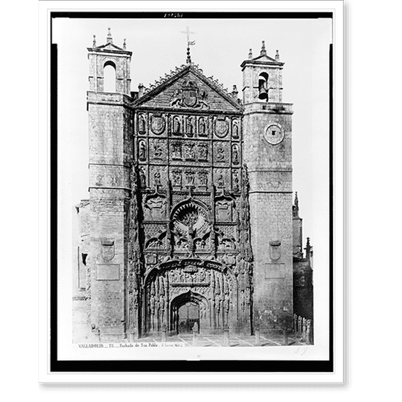 Historic Print, Valladolid. Fachada de San Pablo.J. Laurent. Madrid., 18" x 24"